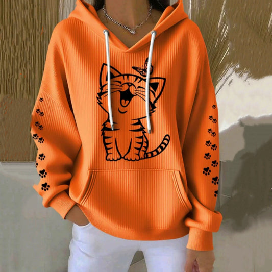 Cute Cat Graphic Hoodie - Plus Size Options