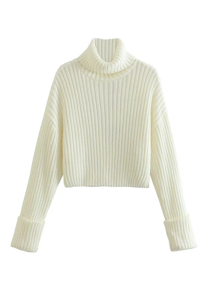 Women’s Ribbed Knit Turtleneck Sweater – Elegant Winter Top