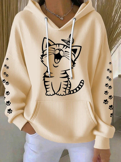 Cute Cat Graphic Hoodie - Plus Size Options