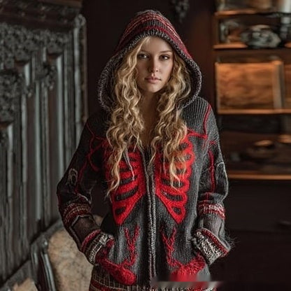 Fear-Inspired Patchwork Chunky Knit Cardigan