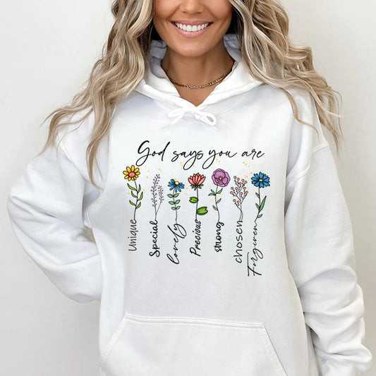 Women’s Inspirational Floral Print Hoodie