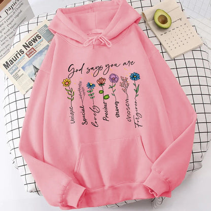 Women’s Inspirational Floral Print Hoodie