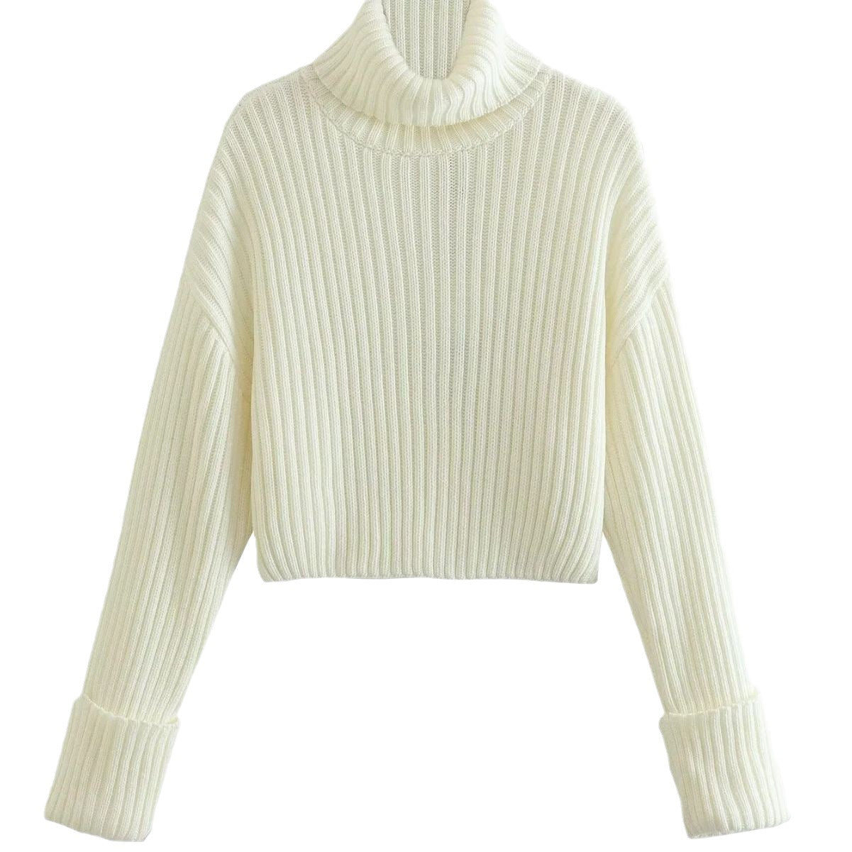Women’s Ribbed Knit Turtleneck Sweater – Elegant Winter Top