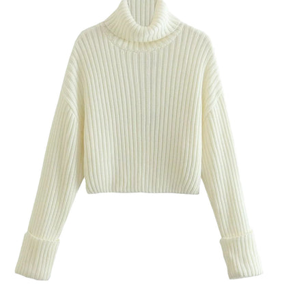 Women’s Ribbed Knit Turtleneck Sweater – Elegant Winter Top