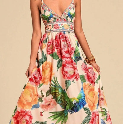 Spring Themed Maxi Long Dress