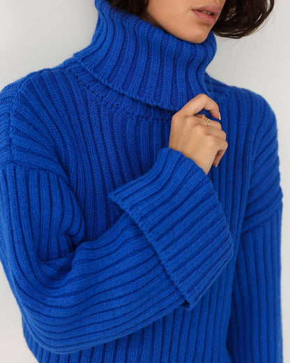 Women’s Ribbed Knit Turtleneck Sweater – Elegant Winter Top