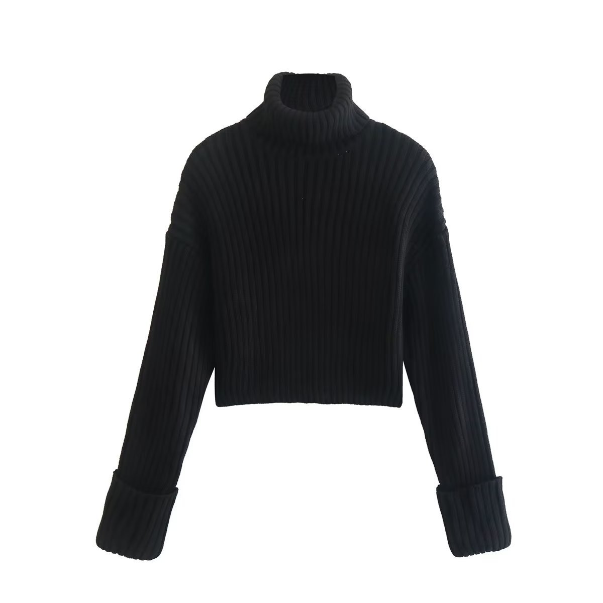 Women’s Ribbed Knit Turtleneck Sweater – Elegant Winter Top
