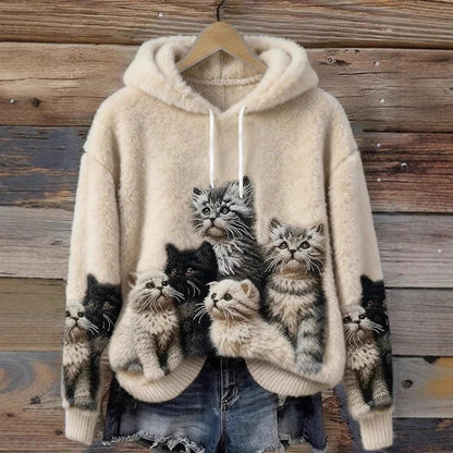 Women’s 3D Animal Graphic Fleece Pullover Hoodie